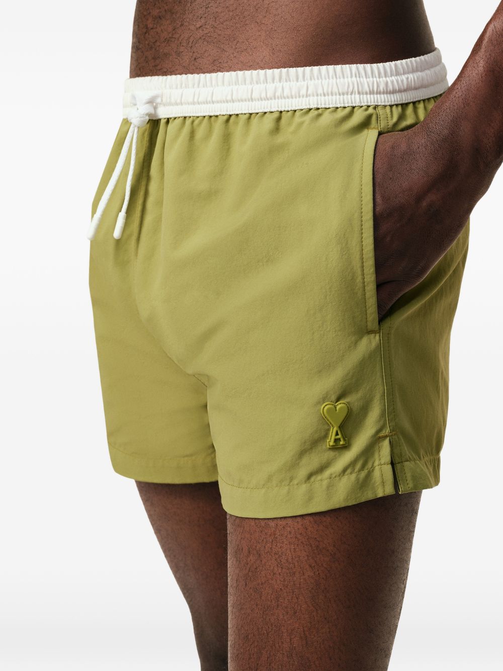 Tailored Olive Green Shorts with Contrasting Waistband