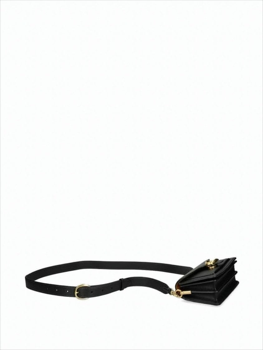 Structured Black Calf Leather Crossbody Bag