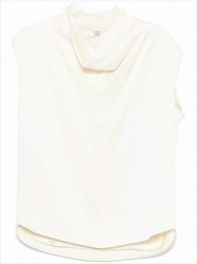 Boxy Silhouette Sleeveless Top with Draped Cowl Neckline