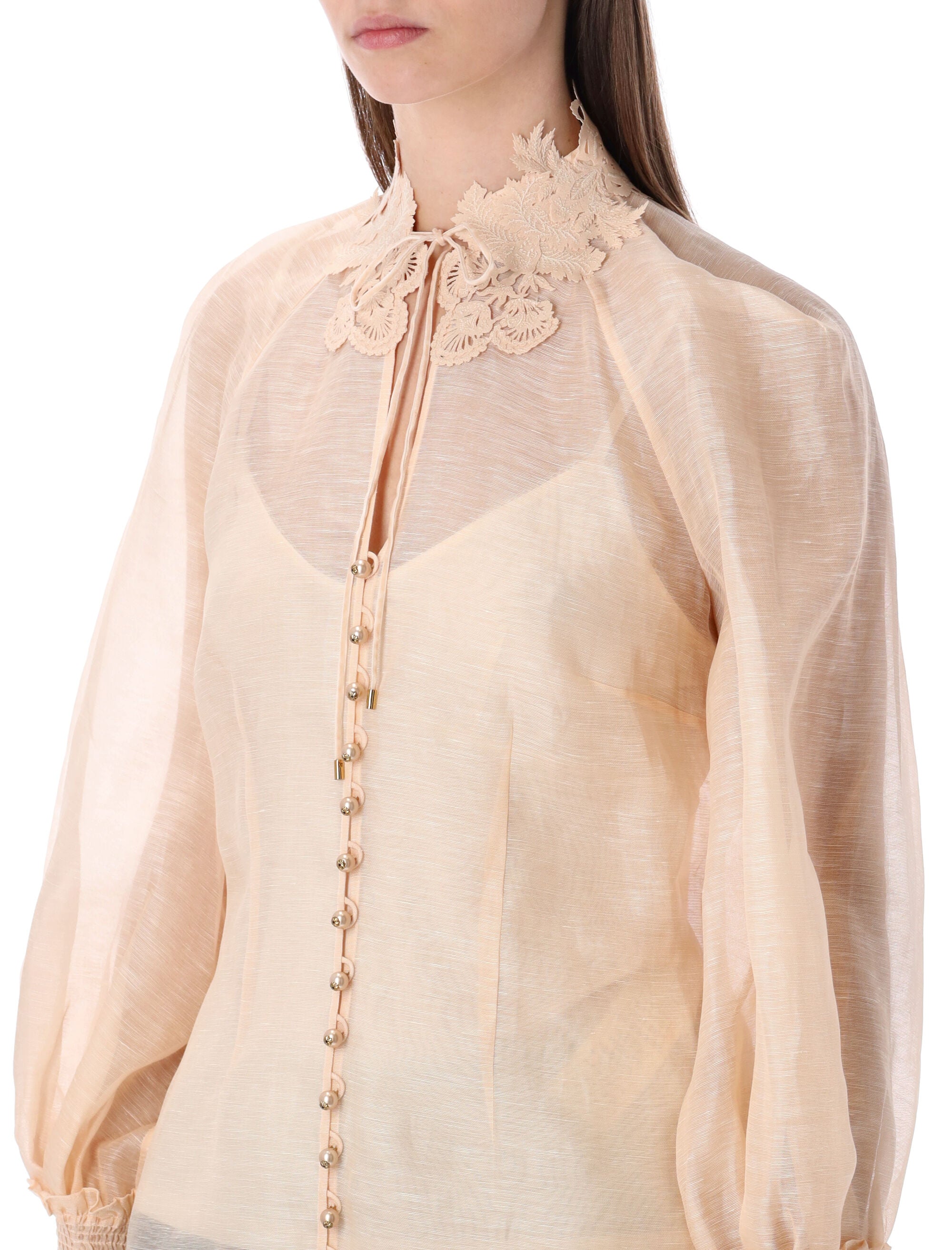 Rebellion Peach Silk-Linen Blouse