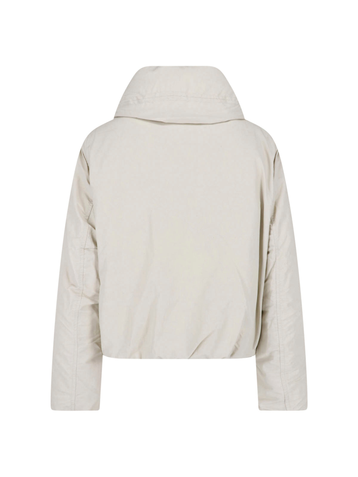 Neutral High Padded Collar Cropped Jacket