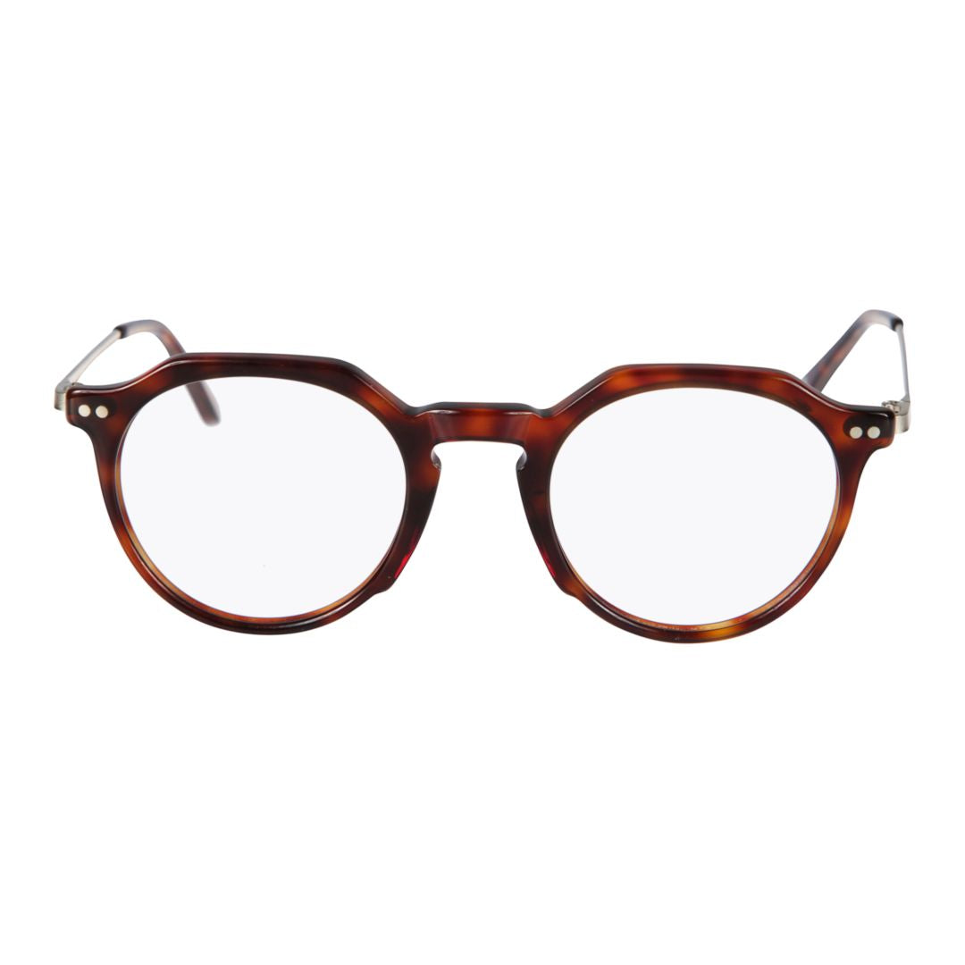 Rayan Tortoiseshell-Patterned Round Frame Eyeglasses with Metallic Temples