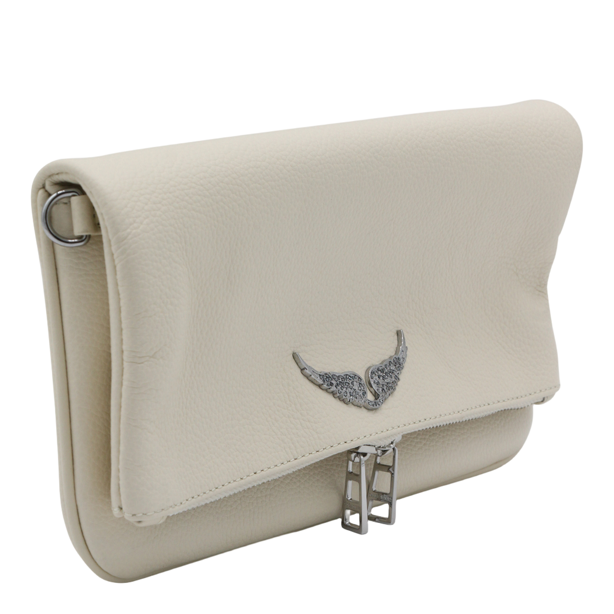 Rectangular Pebbled Clutch with Silver Detailing