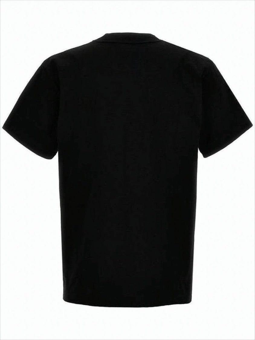 Boxy-Cut Black Cotton T-Shirt with Logo Patch