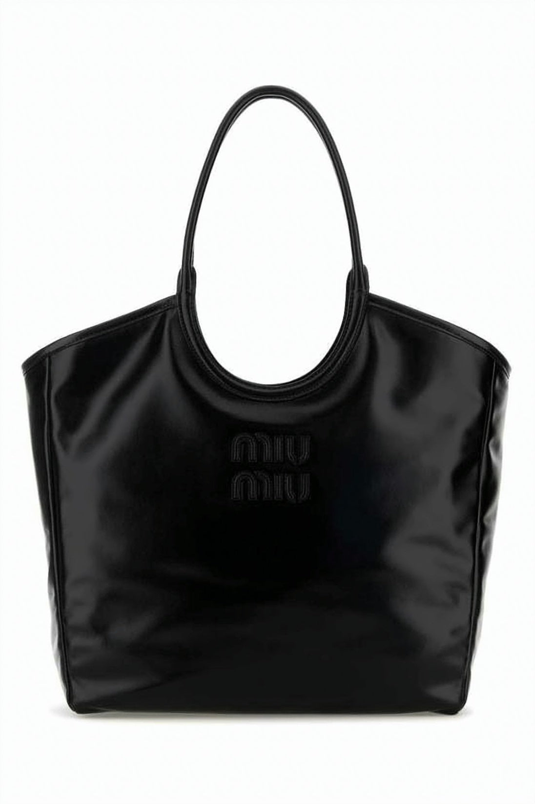 Smooth Calf Leather Shoulder Bag with Glossy Finish