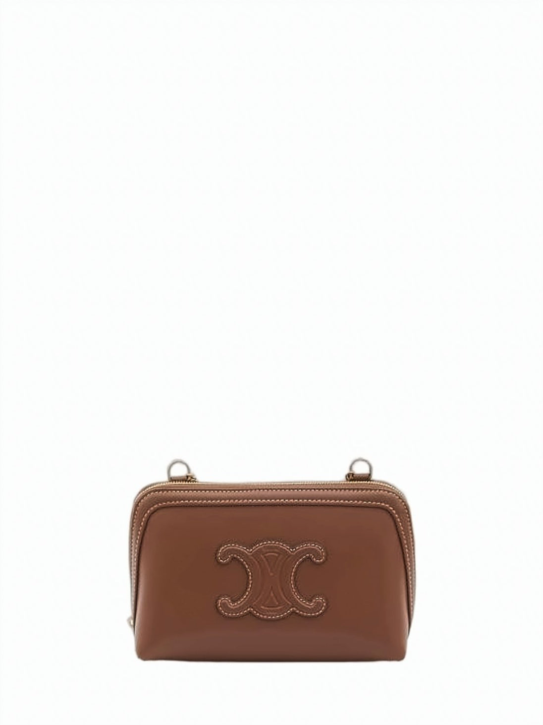 Rectangular Calf Leather Crossbody Bag with Gold-tone Hardware