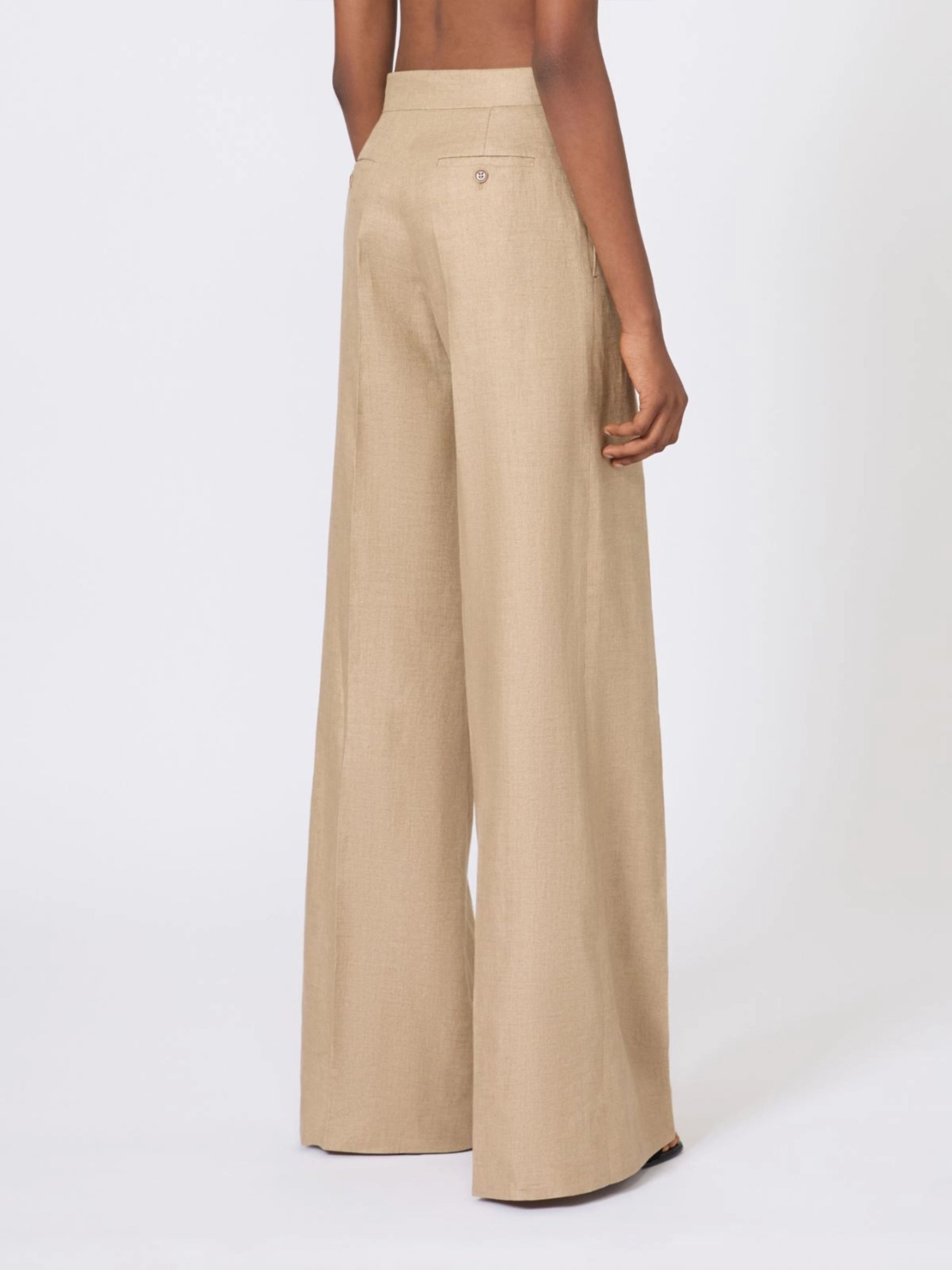 Beige Mxsbig High-Waisted Wide-Leg Trousers