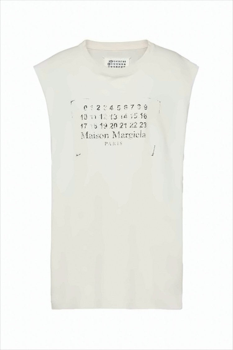 Sleeveless Cotton Top with Logo Detail