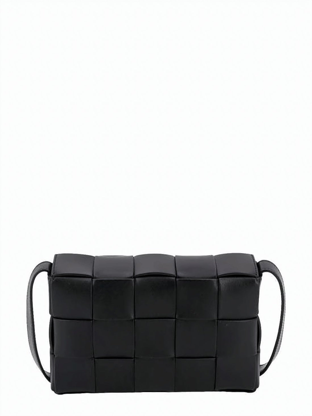Woven Calf Leather Shoulder Bag with Triangular Buckle