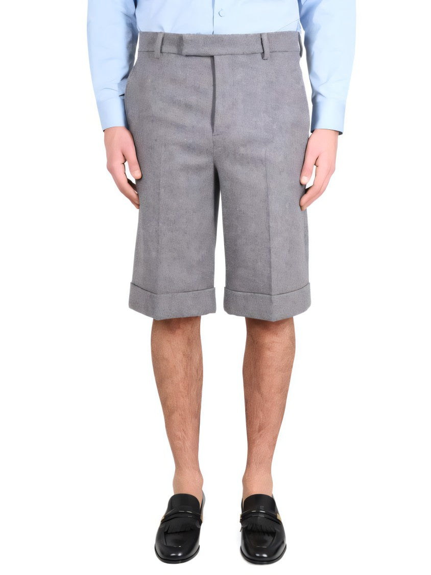 Tailored Grey Shorts with Cuffed Hem