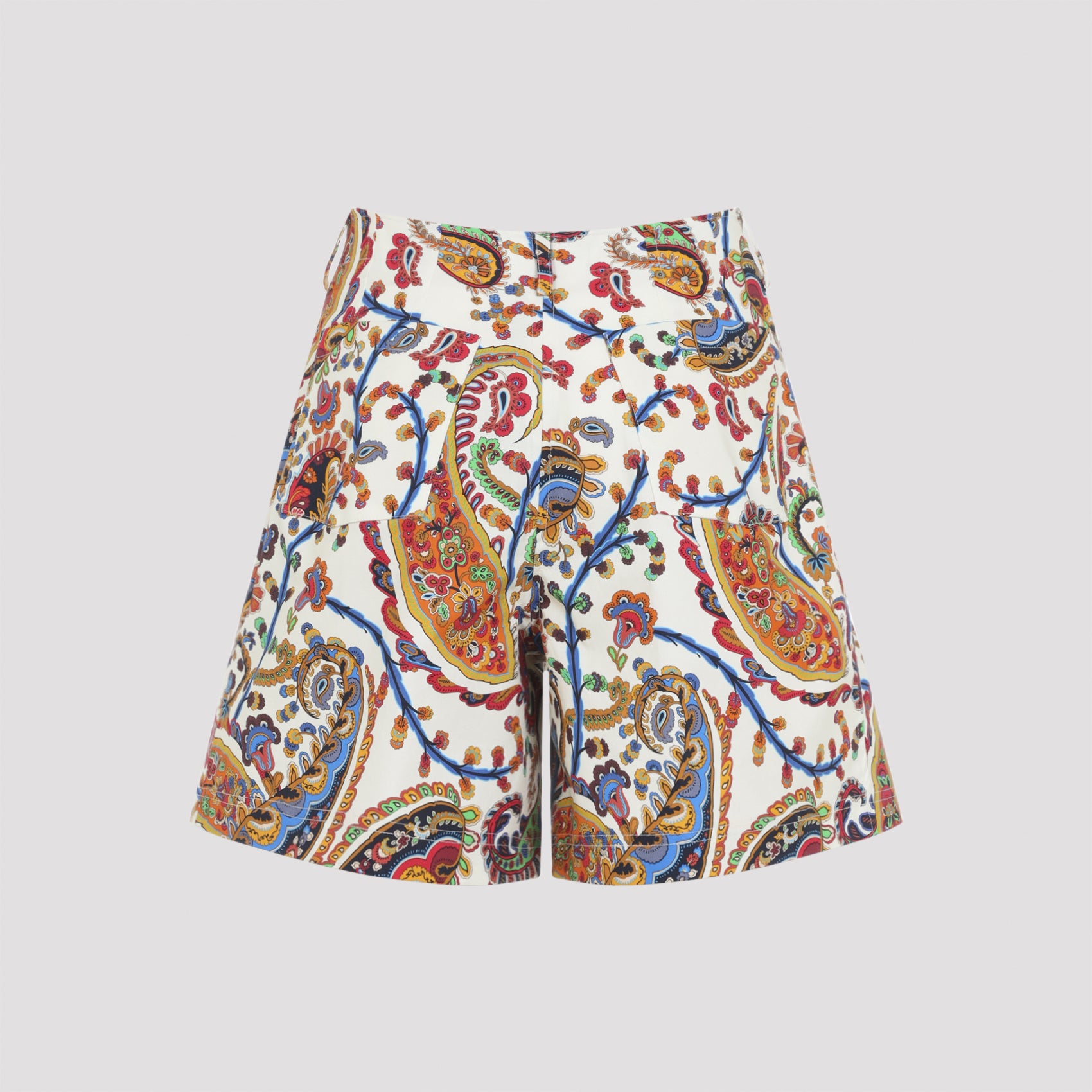Tailored Multicolor Paisley Pattern Bermudas