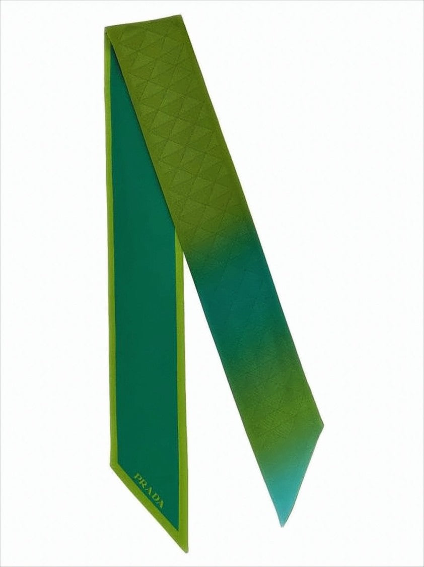 Gradient Silk Scarf With Quilted Texture And Logo