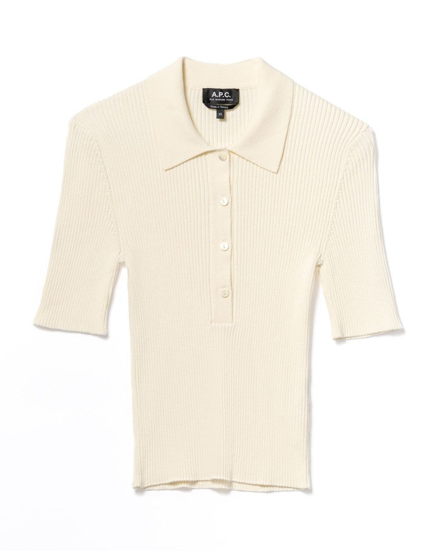 Ribbed Knit Sweater with Polo Collar
