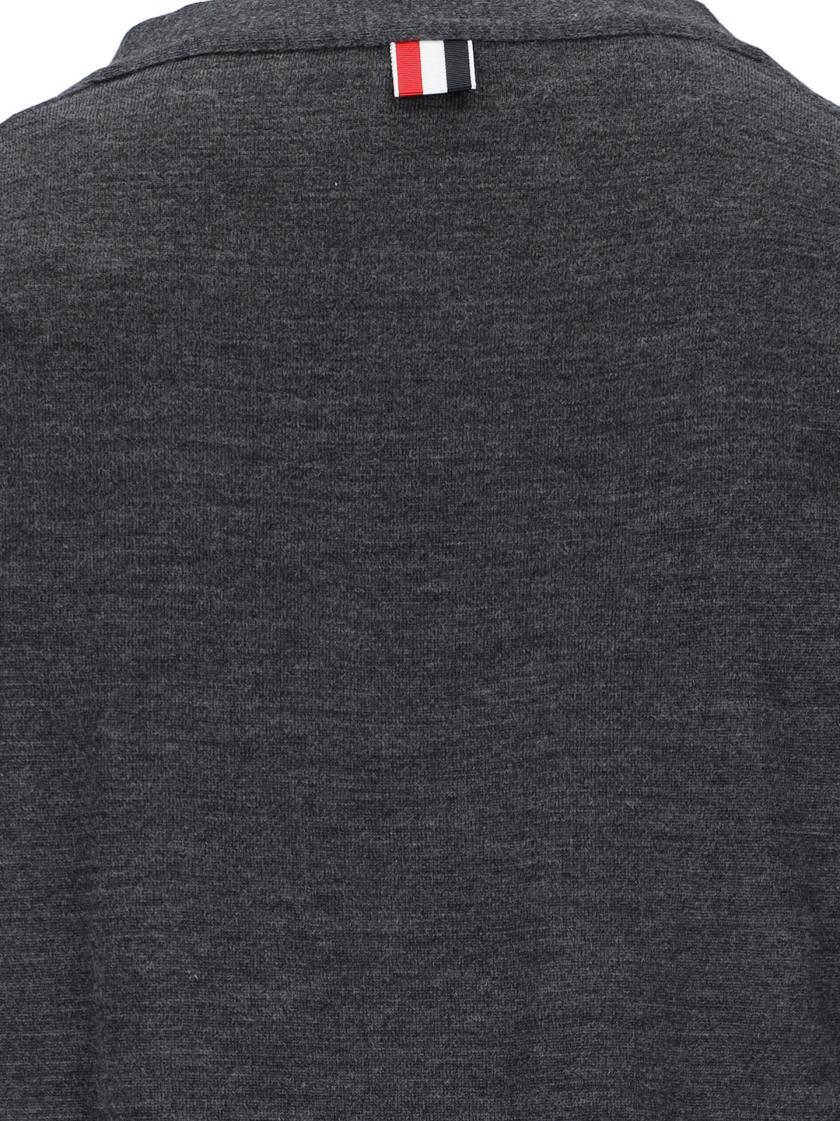 Iconic V-Neck Cardigan In Grey Wool With Signature Stripes