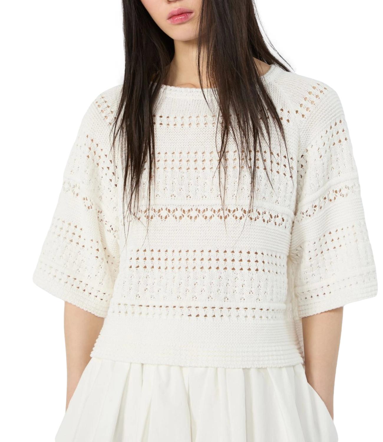 Cropped Knit Top with Openwork Design