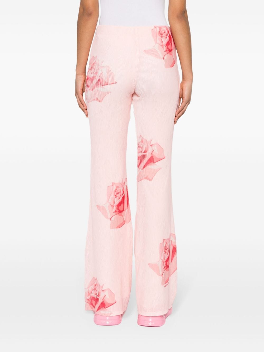 Flared Rose Print Trousers