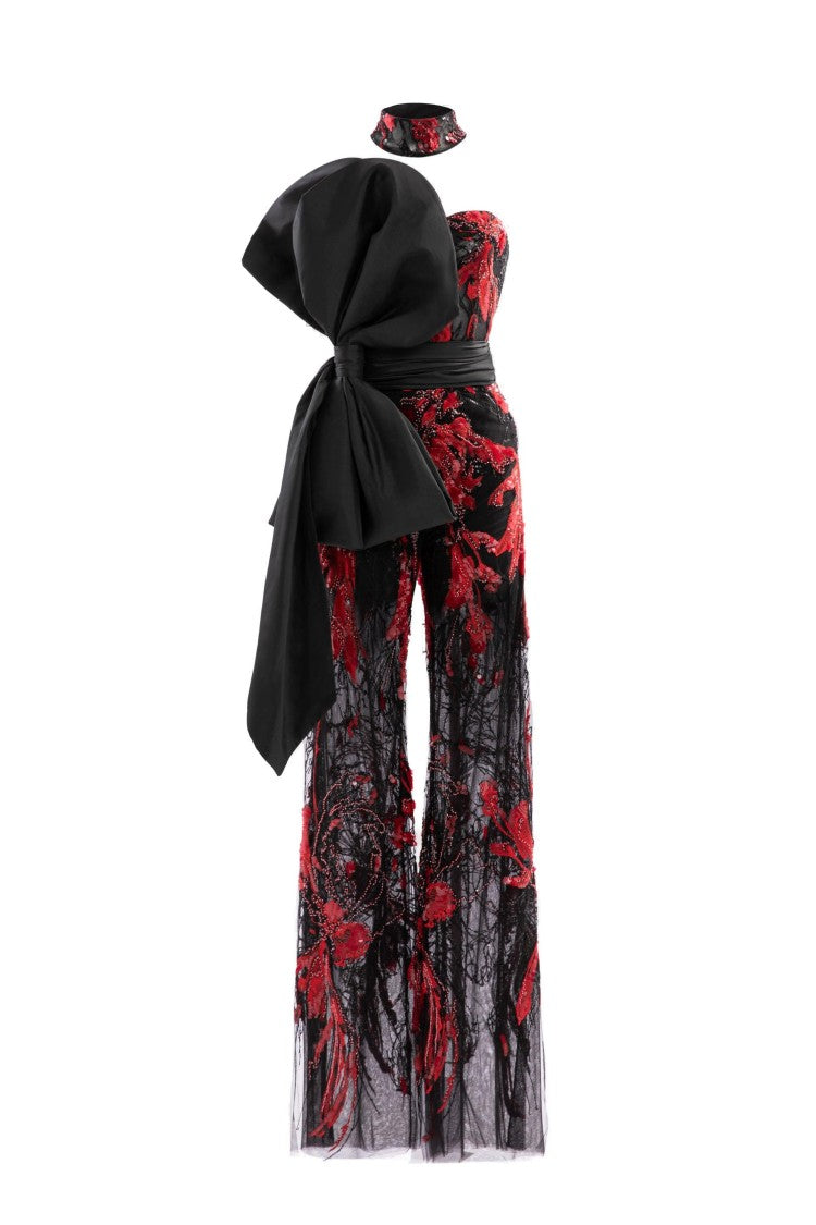 Embroidered Strapless Jumpsuit