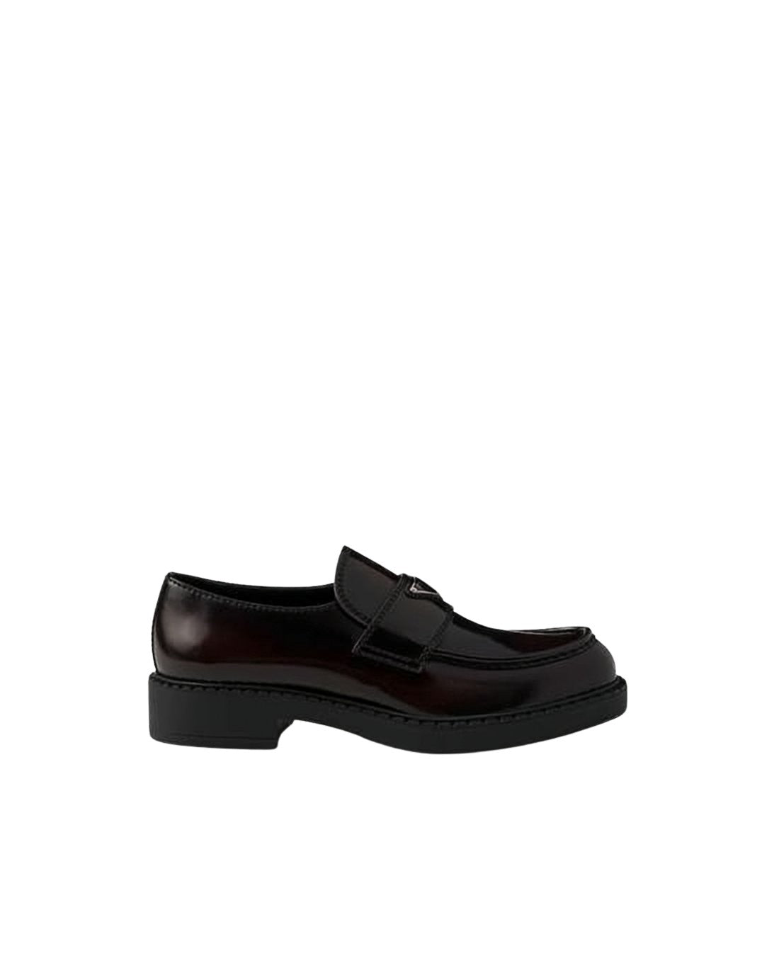 Calf Leather Loafers with Triangular Logo Plaque