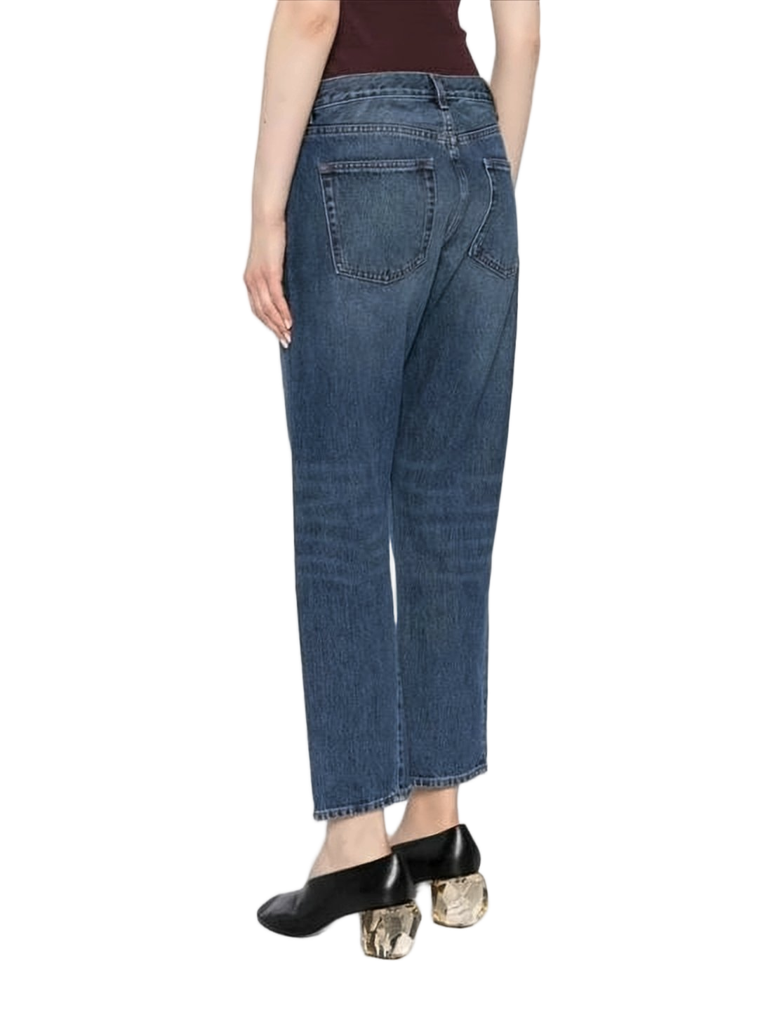 Straight-Leg Denim Pants with Raw Hem