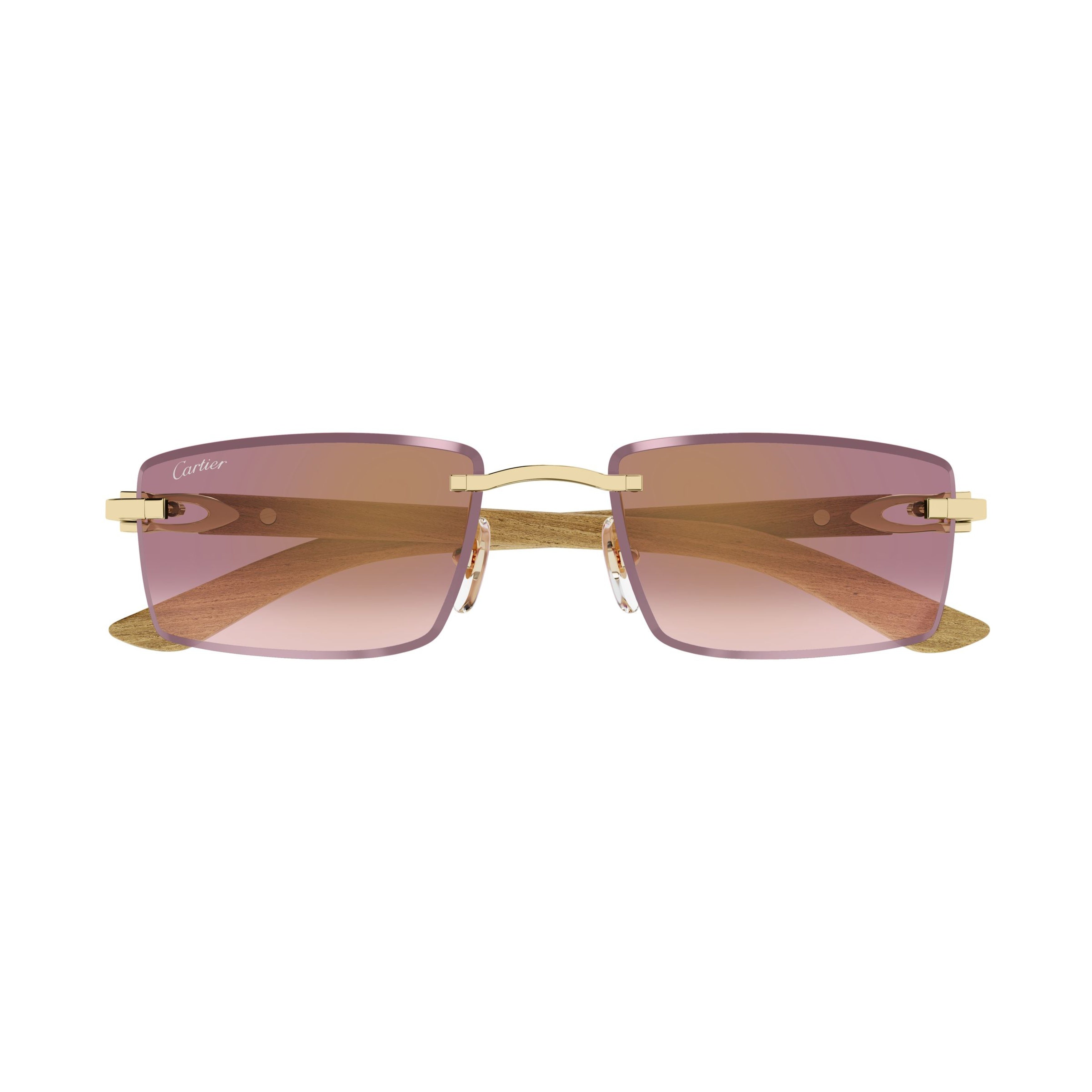 Rimless Rectangular Sunglasses With Gradient Purple Lenses
