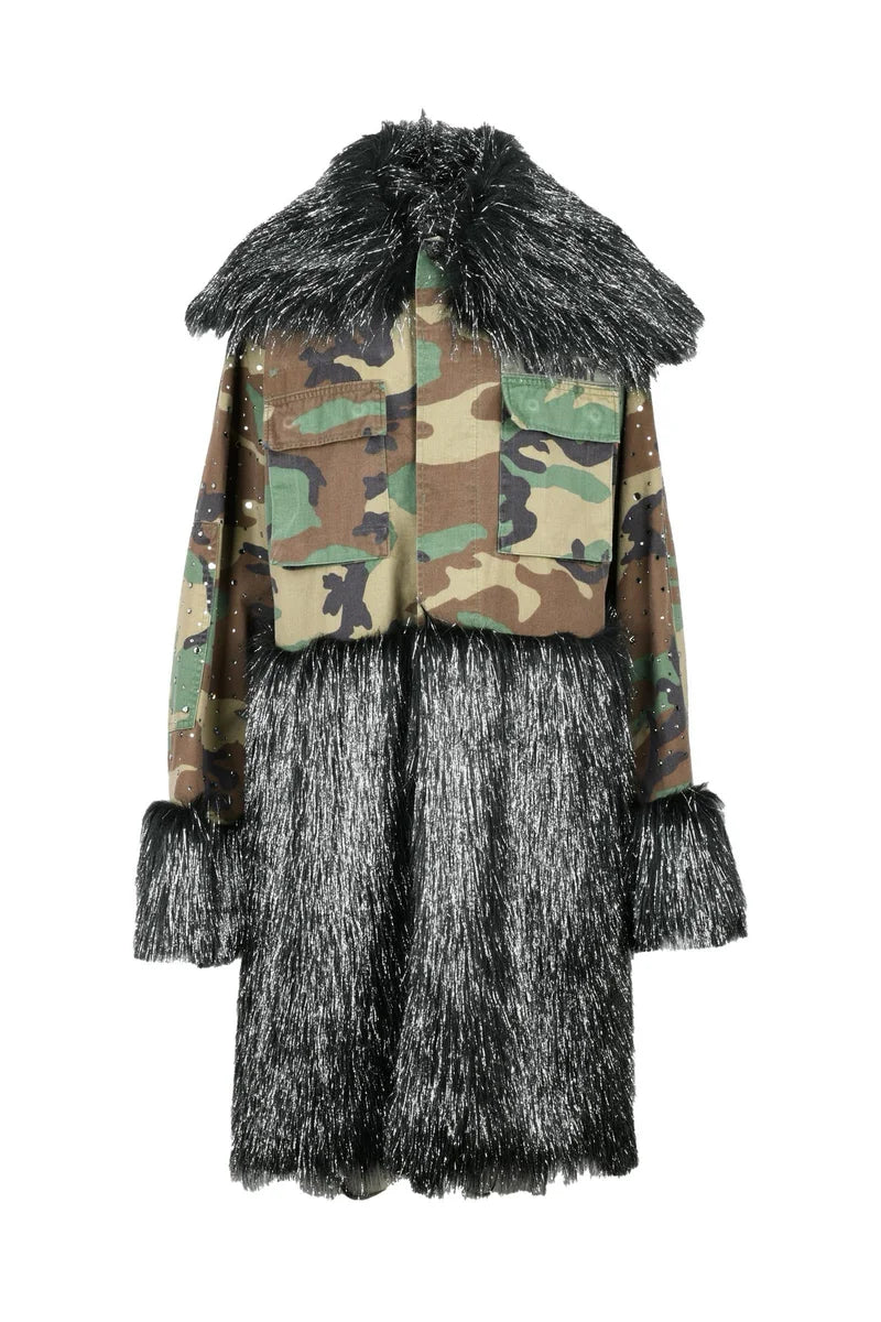 Canvas Duster Coat - Green/Black