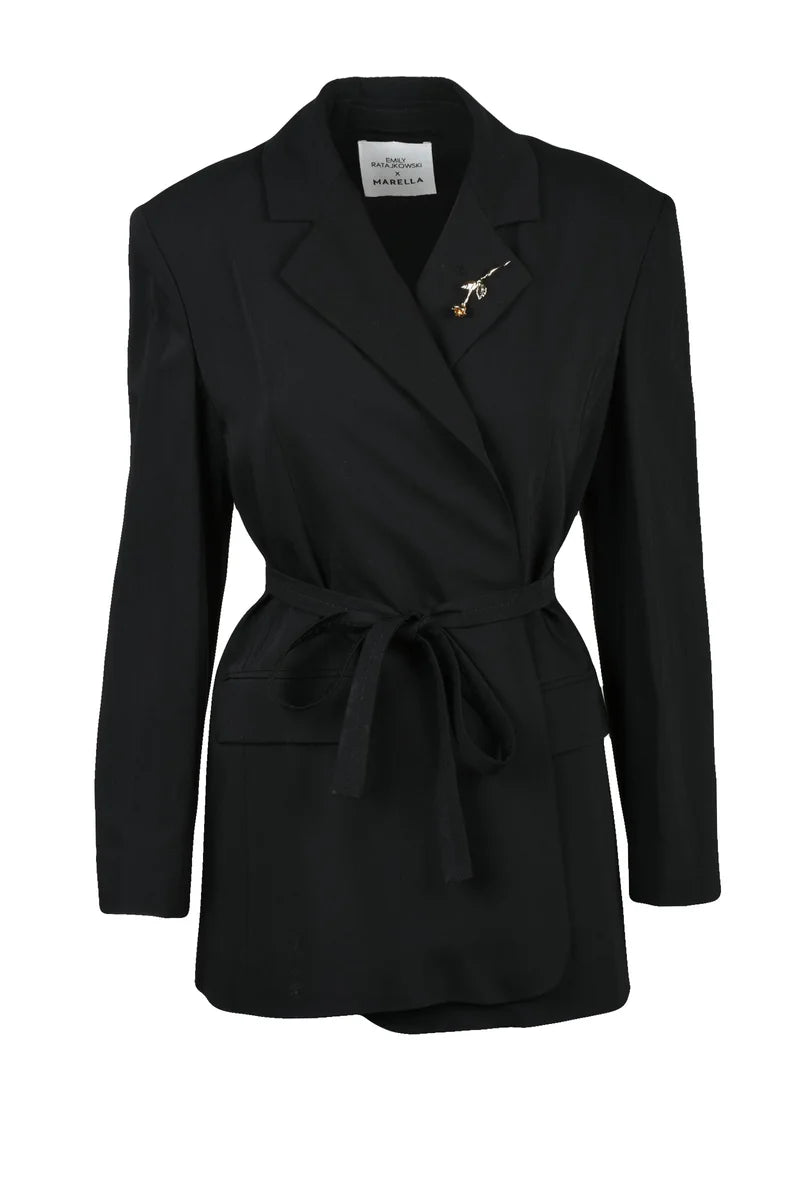 Cutout Waist Blazer - Black