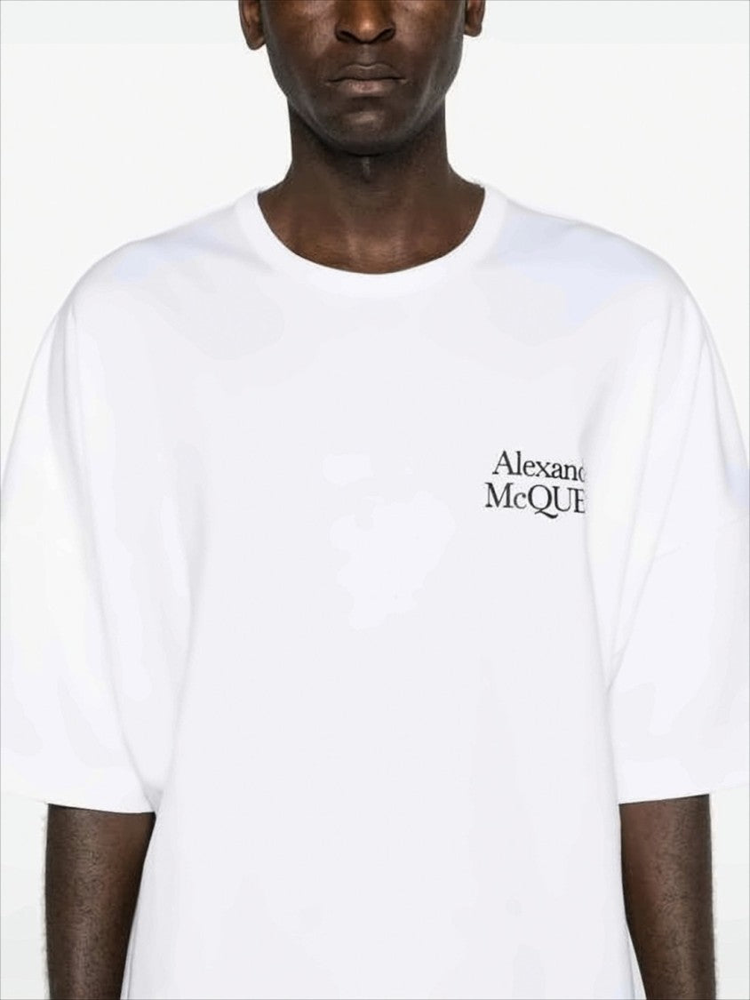 Relaxed Fit White Cotton T-Shirt with Bold Logo