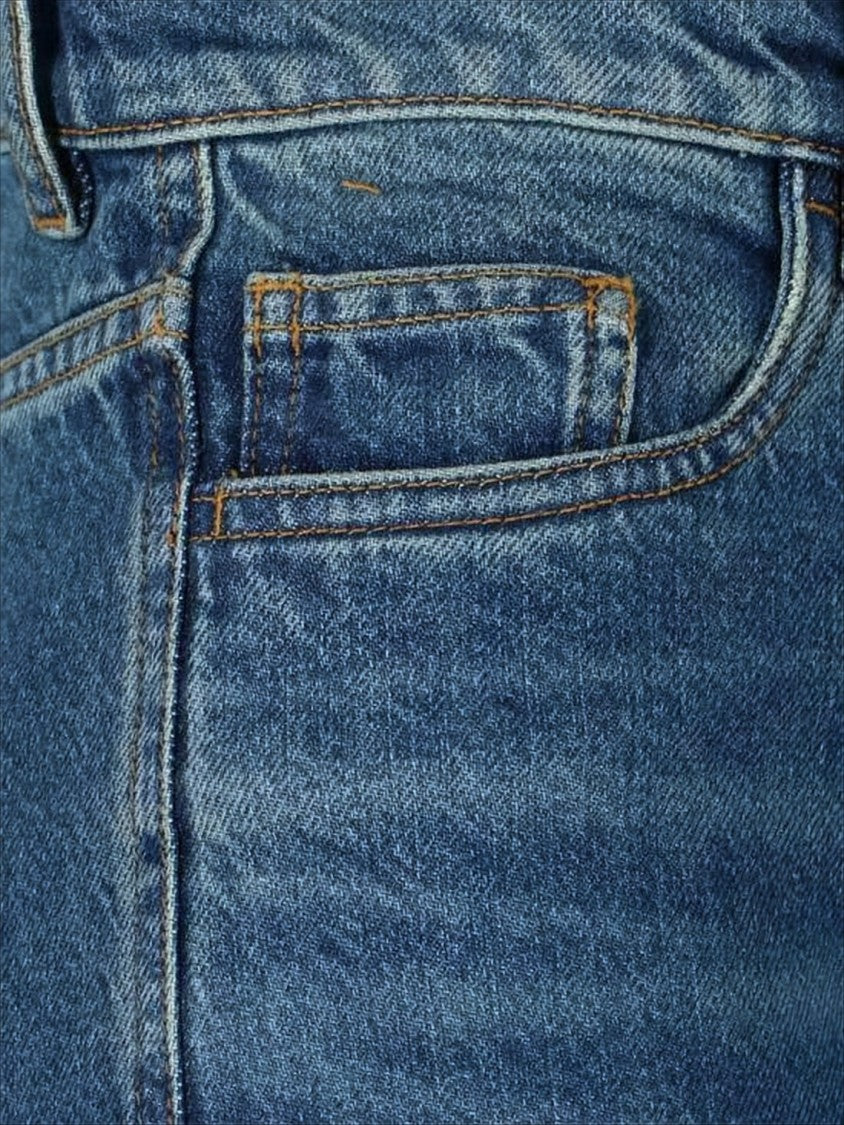 High-Waist Denim Pants with Flared Leg