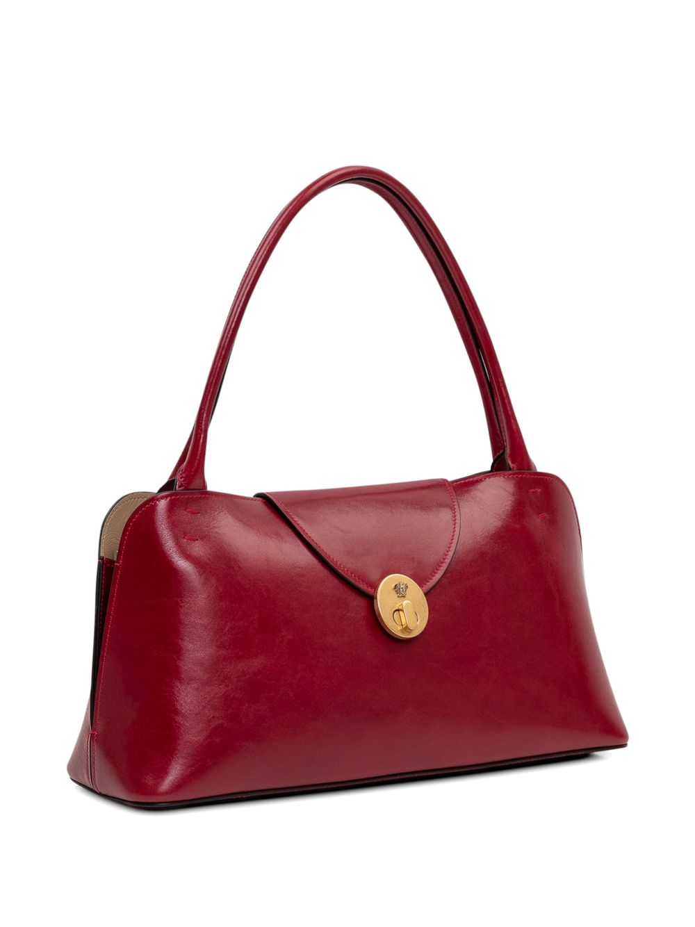 Rectangular Silk And Nylon Handbag With Gold-Tone Clasp