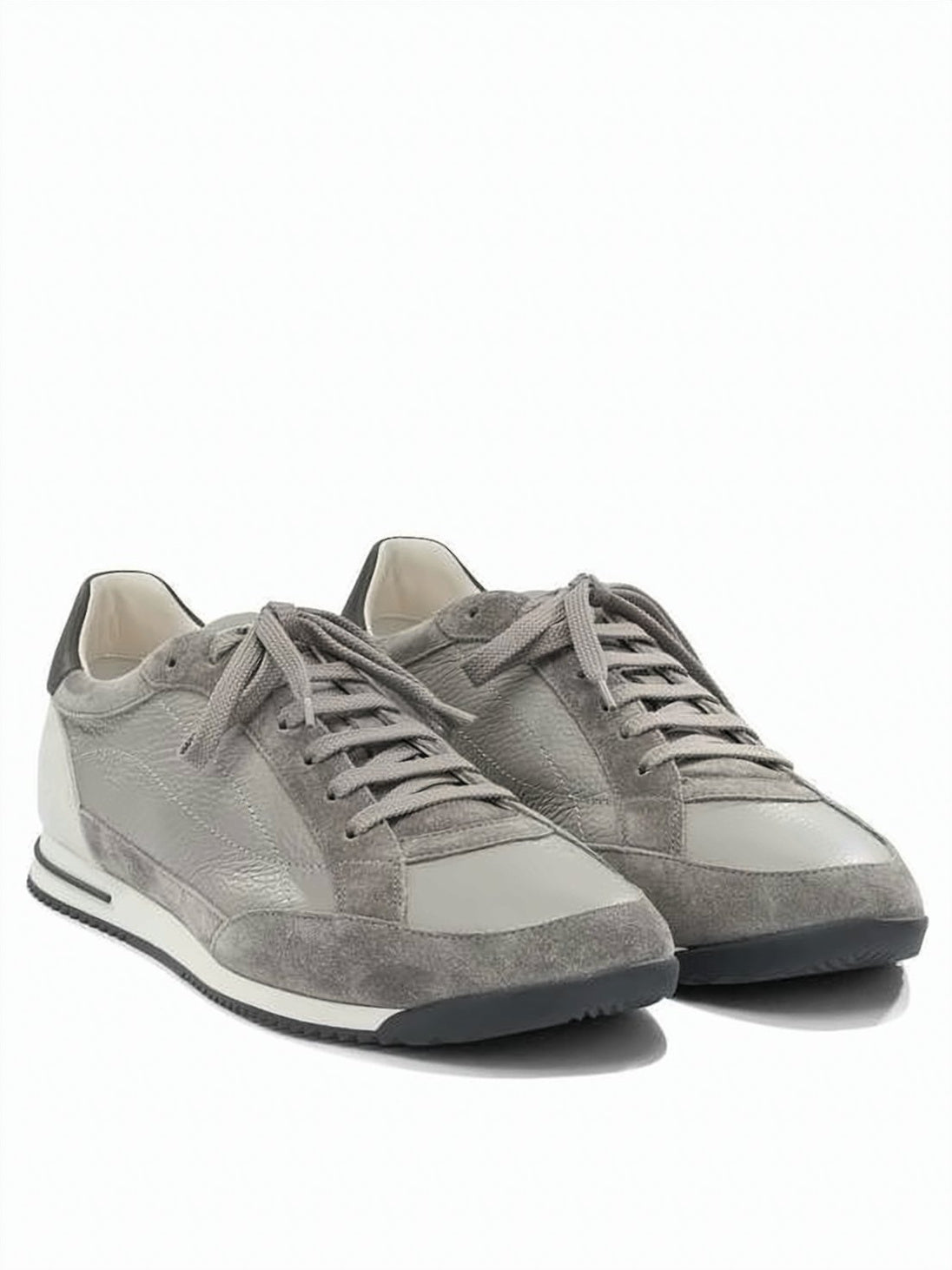 Deerskin and Suede Sneakers with Textured Panels