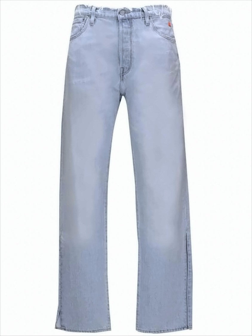 Light Wash Denim Pants with Straight-Leg Silhouette