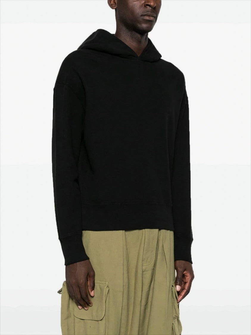 Relaxed Fit Black Cotton Hoodie
