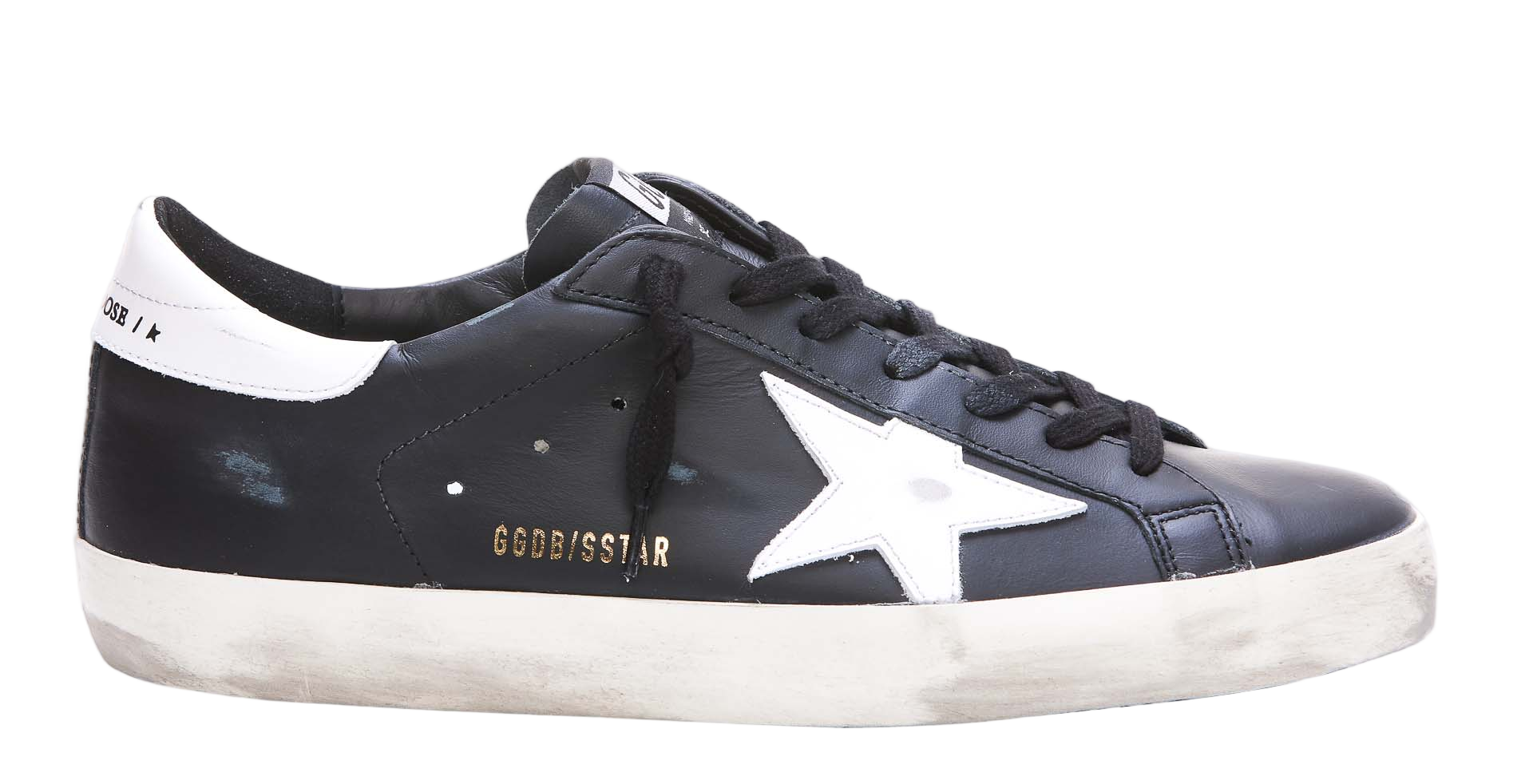 Black Leather Sneakers with White Star
