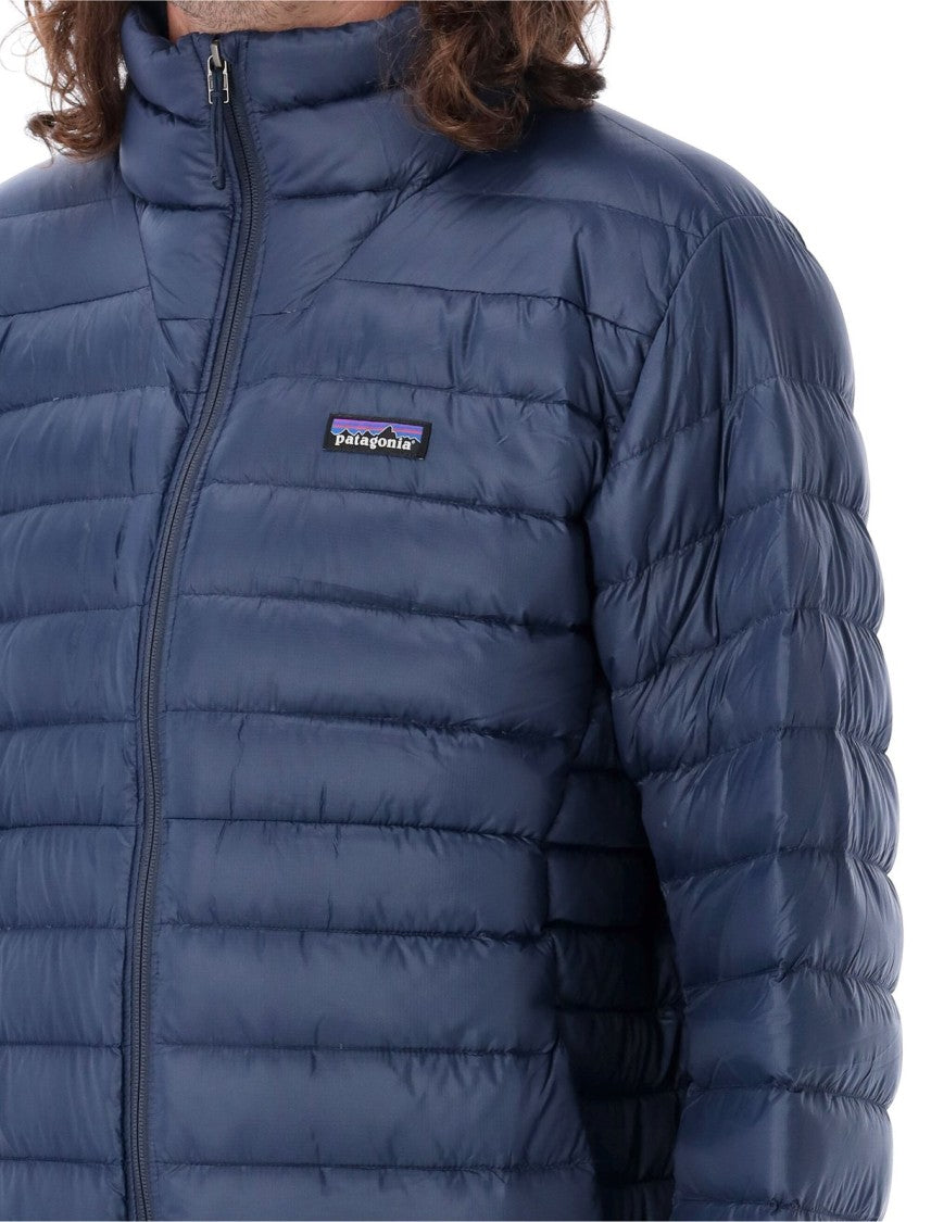 Quilted Down Jacket With High Collar And Front Zipper