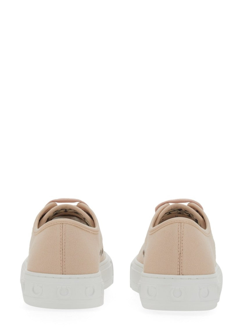 Low-Top Beige Sneakers With Subtle Logo