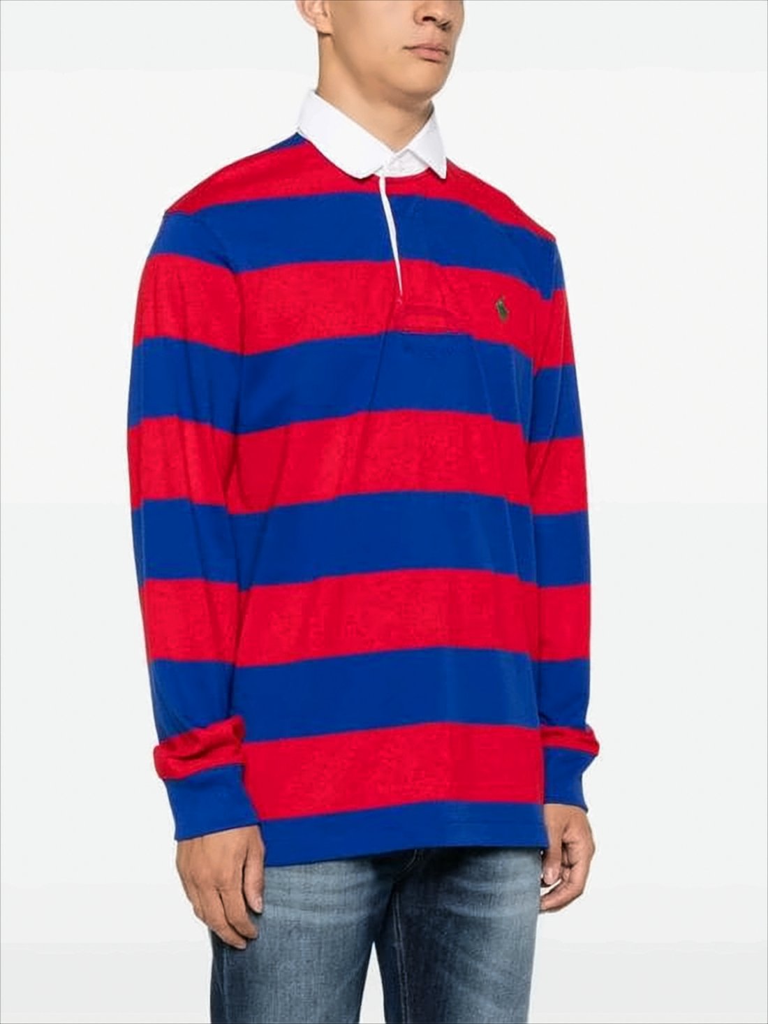 Long-Sleeve Striped Polo Shirt with Classic Collar