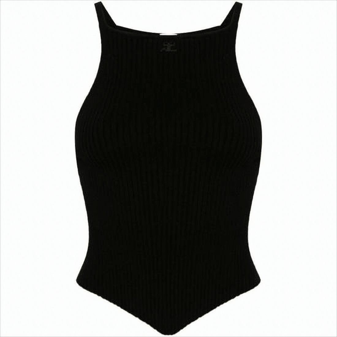 Ribbed Sleeveless Bodysuit with High Neckline
