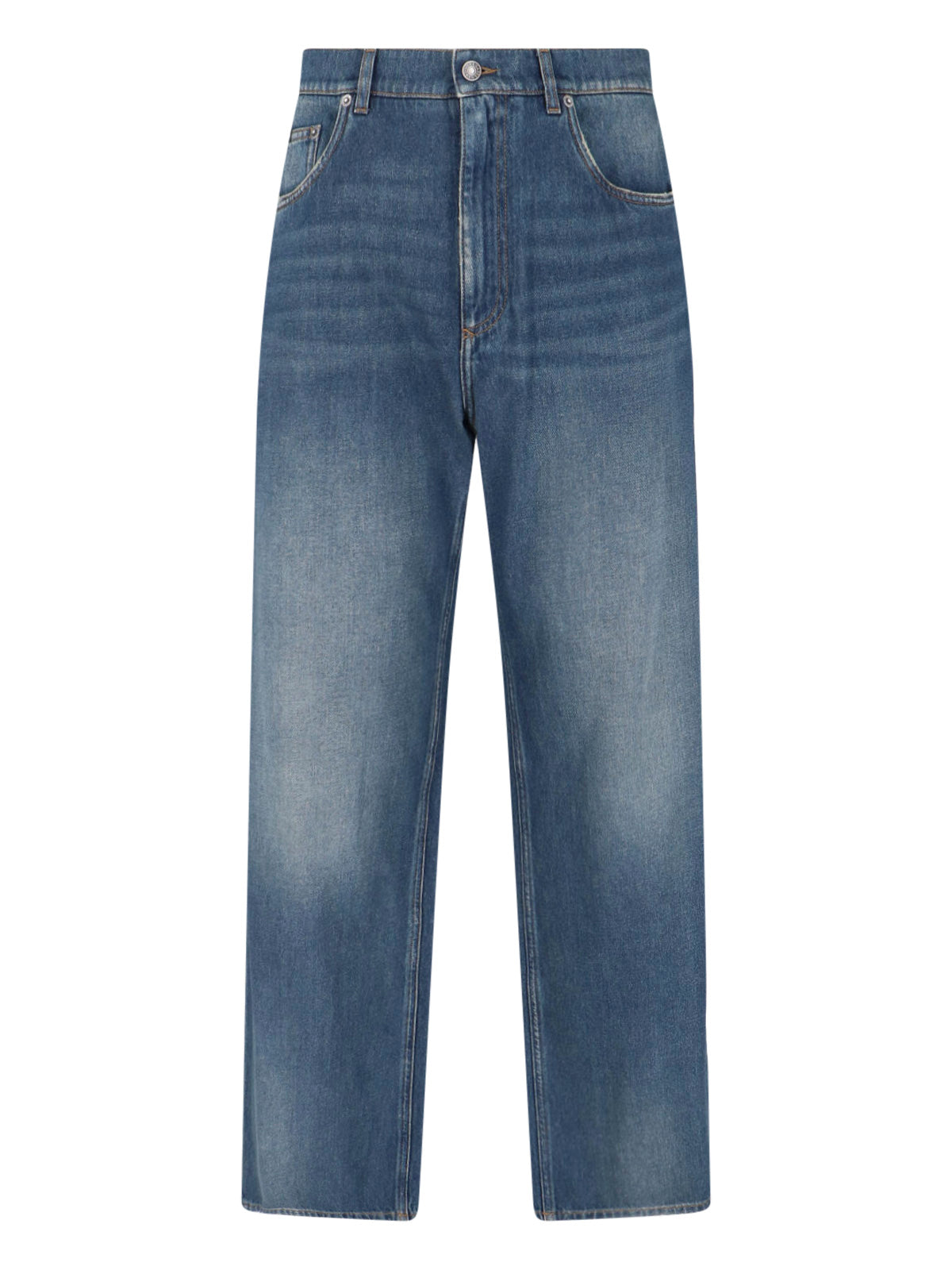 Blue Mid-Rise Straight-Leg Denim Jeans