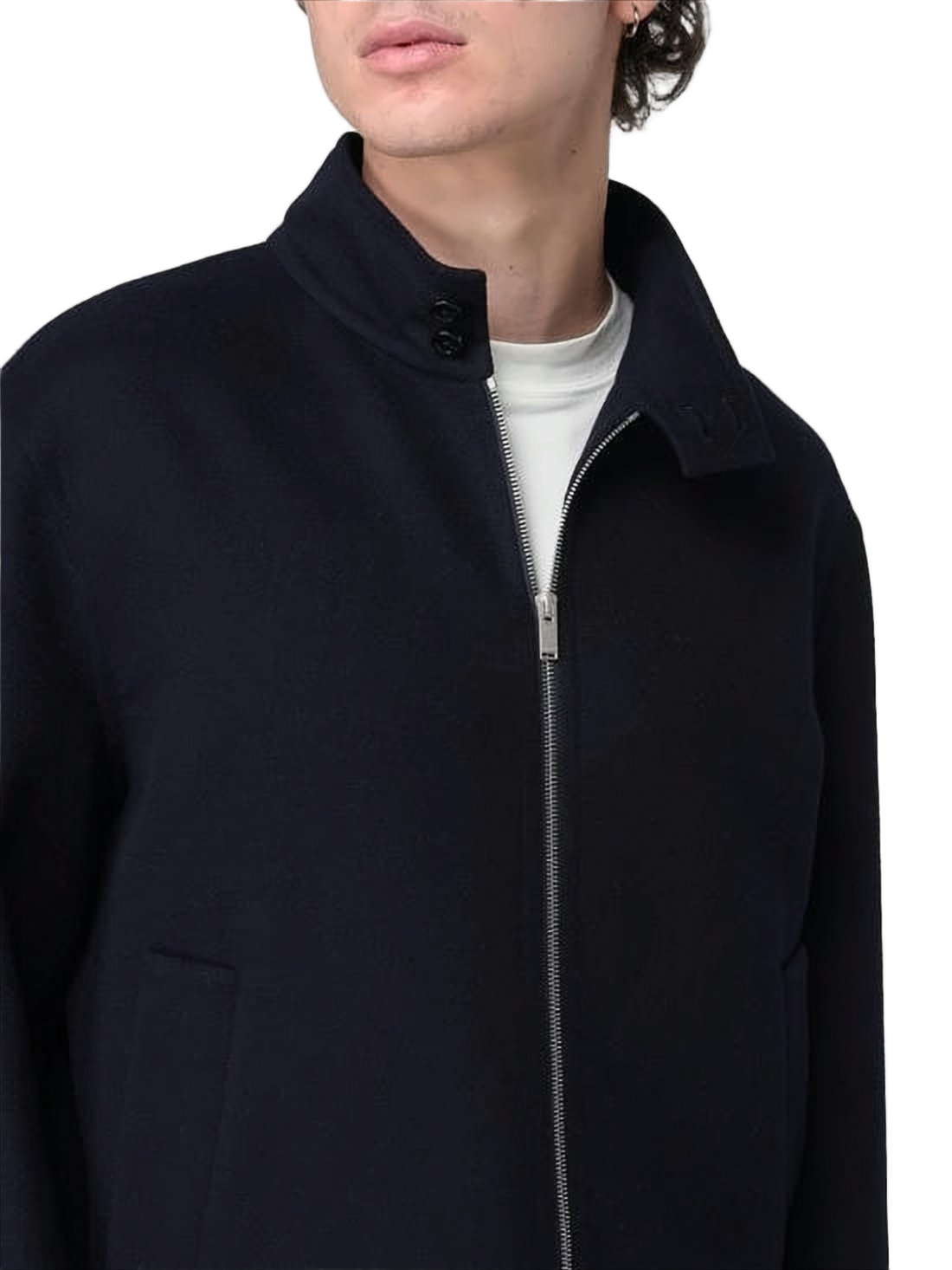 High Collar Black Wool Jacket