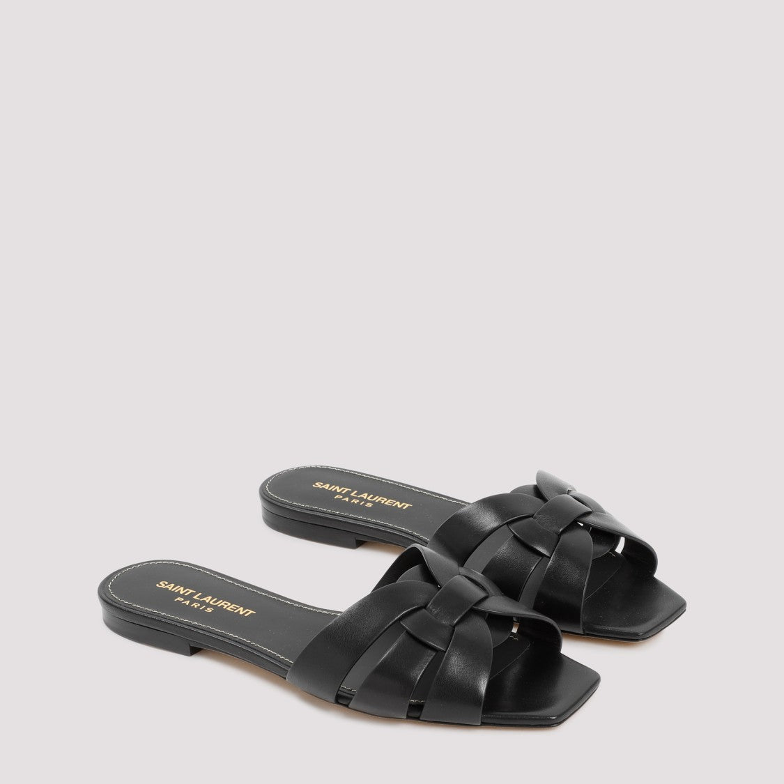Black Leather Flats