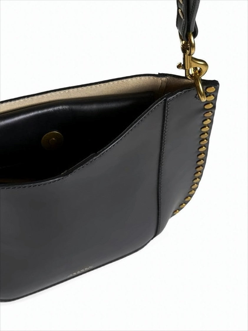 Structured Calf Leather Shoulder Bag with Metallic Studs