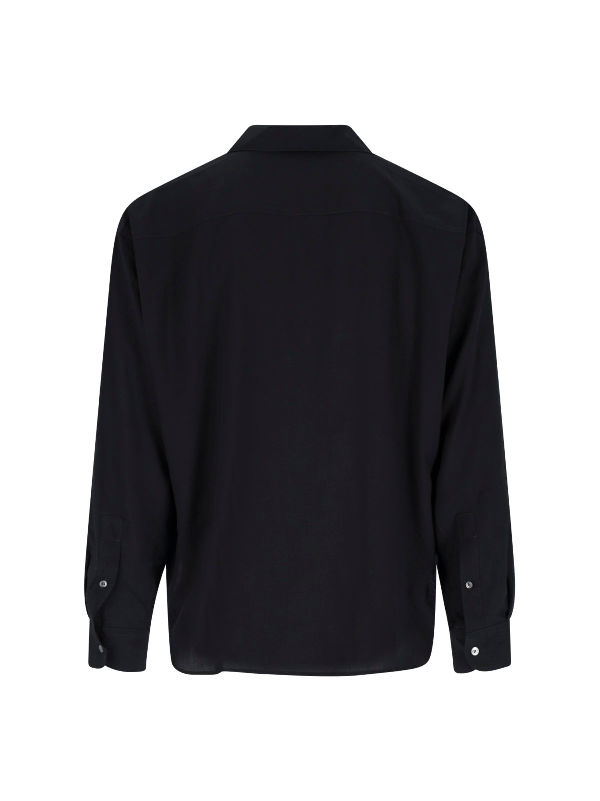 Black Bowling Collar Viscose Logo Shirt