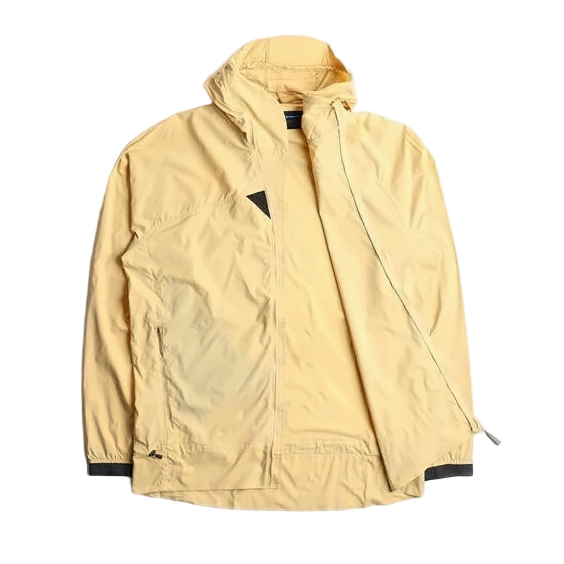 Lightweight Pale Yellow Polyamide Jacket with Hood
