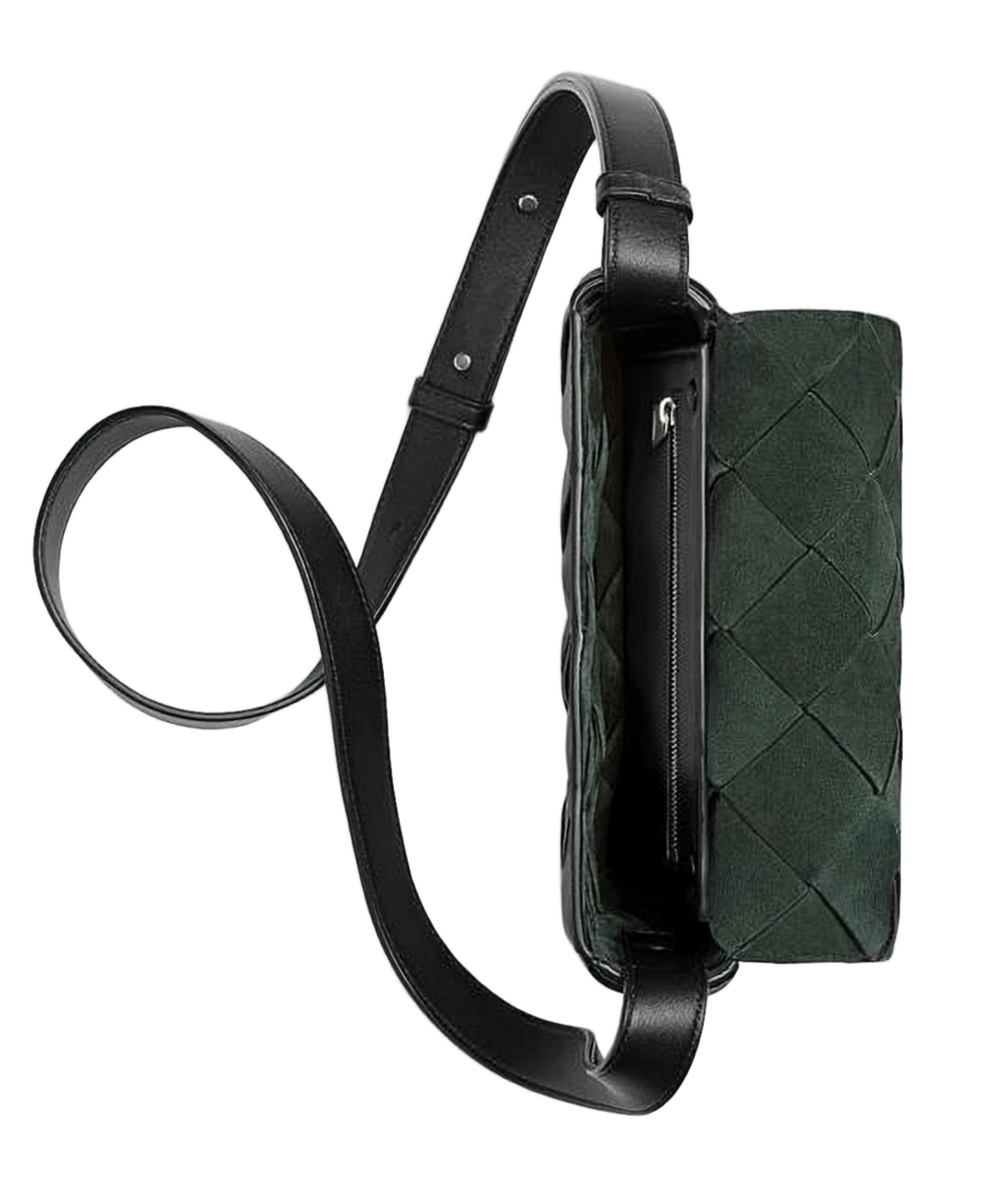 Compact Black Calf Leather Crossbody Bag