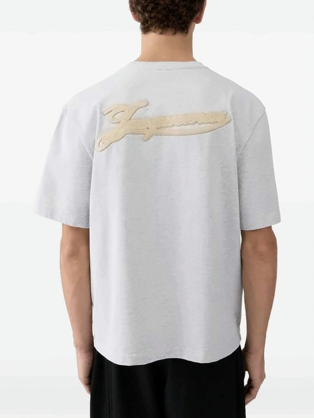 Light Grey Cotton T-Shirt with Embroidered Patch