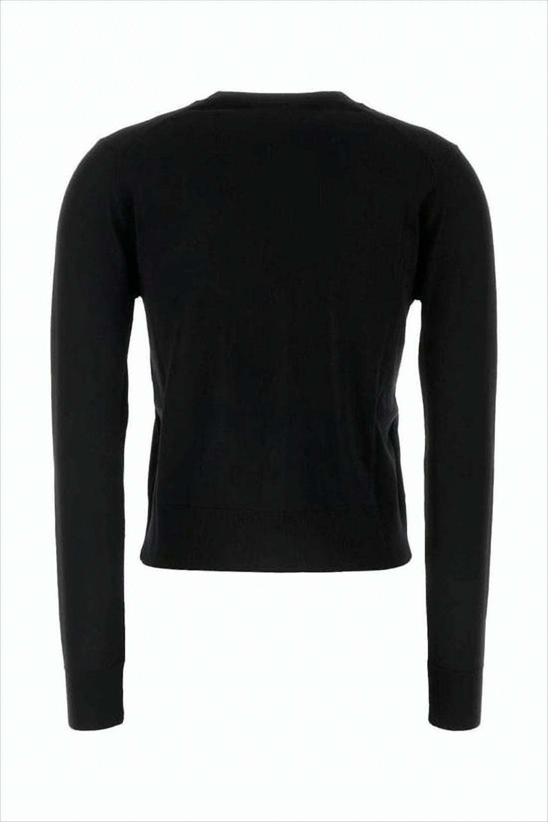 Fitted Black Cardigan with Ribbed Hem