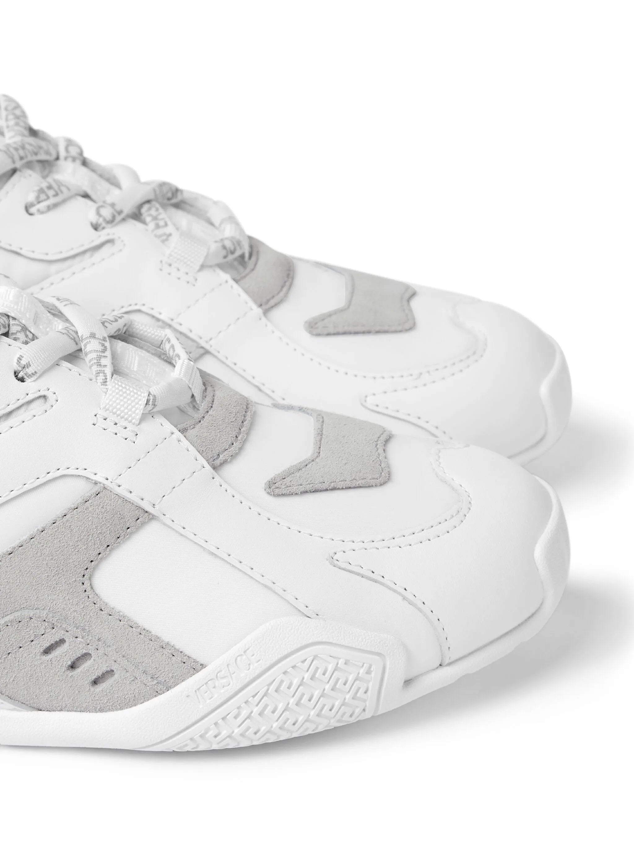 White Galaxia Mixed Leather Low-Top Sneakers