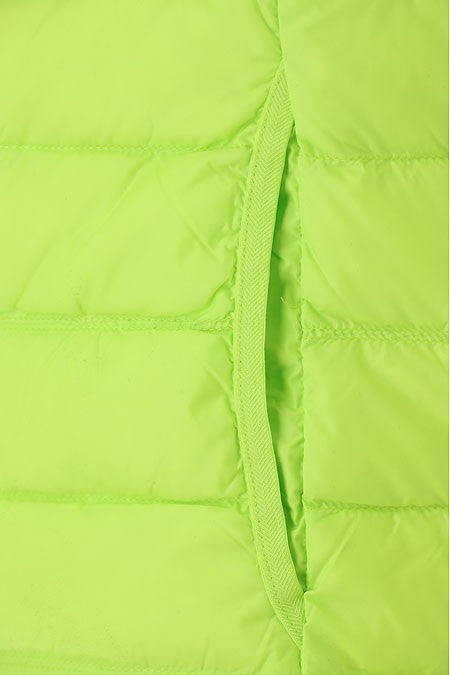 Lime Down Waistcoat With Quilted Texture And Logo Zip