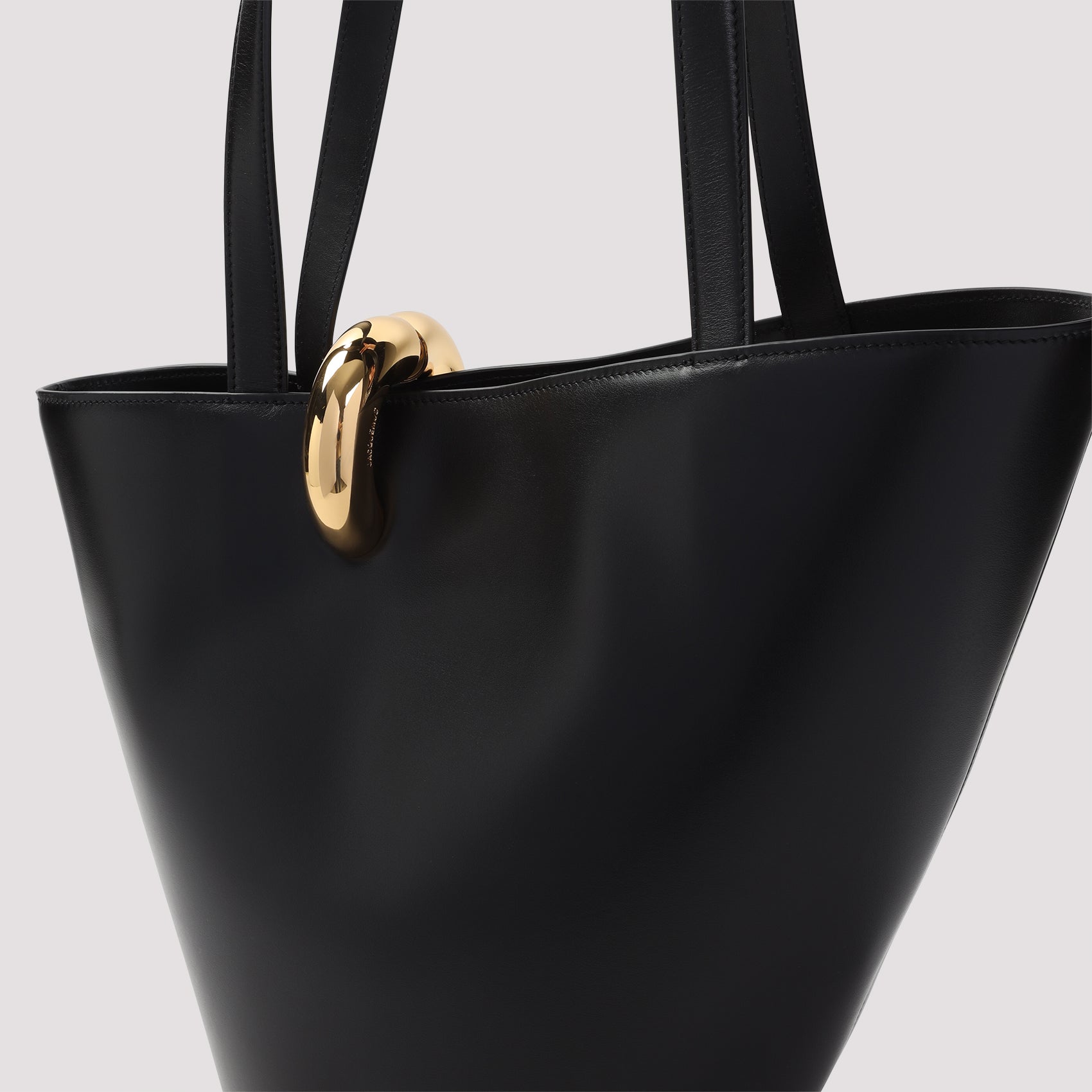 Structured Black Calf Leather Handbag