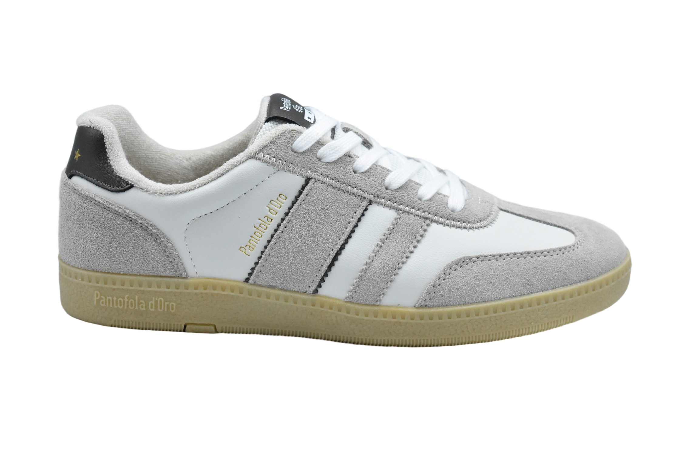 Ivory Low-Top Sneakers With Suede